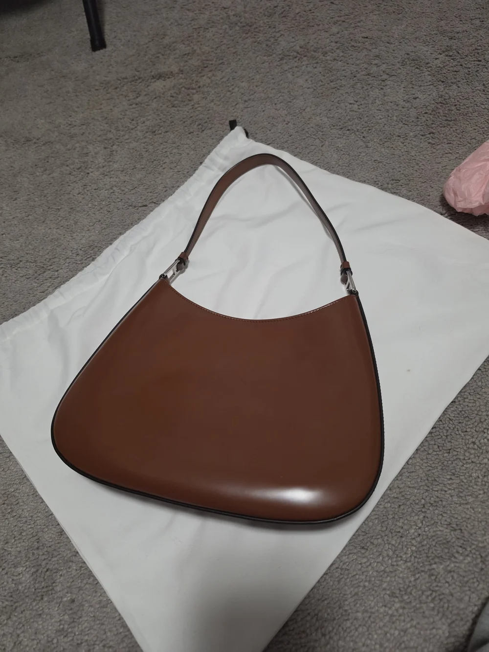 Prada Spazzolato, Cleo  Brown Leather Shoulder Bag - Sleek Hobo Style